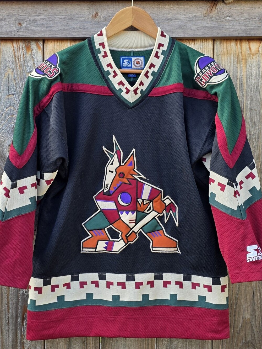 STARTER Arizona Coyotes Black Green Maroon Vintage Style Jersey